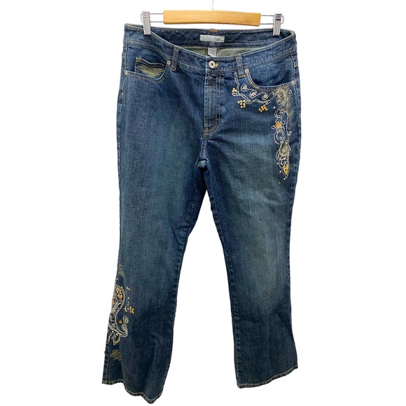 Chico's Denim - Vintage Chico's Platinum Women Size 2 Bootcut Blue Jean Embroidery Bead Size 32